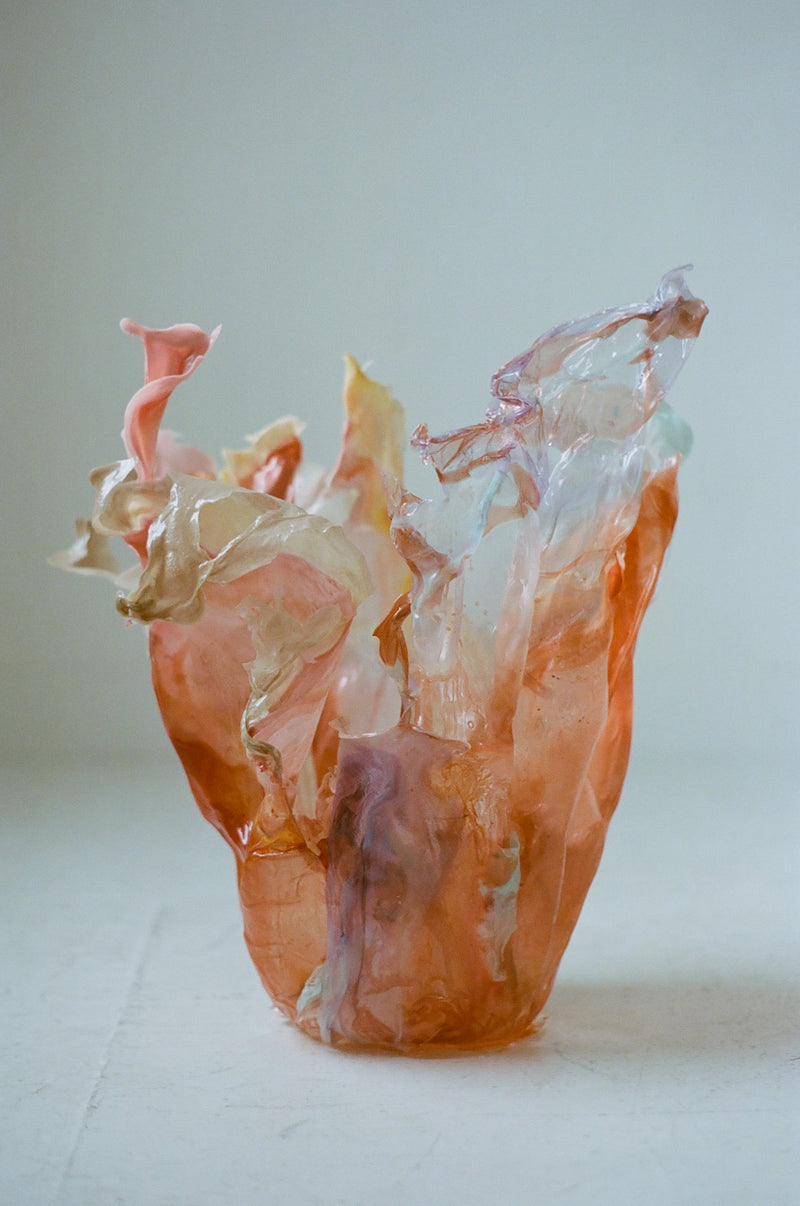 XL Orange Ice Bioplastic Vessel by Caroline Zimbalist