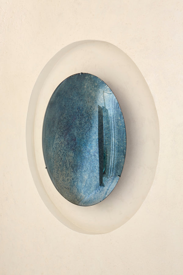 Abyss Blue I Convex Oxidized Mirror by Homa