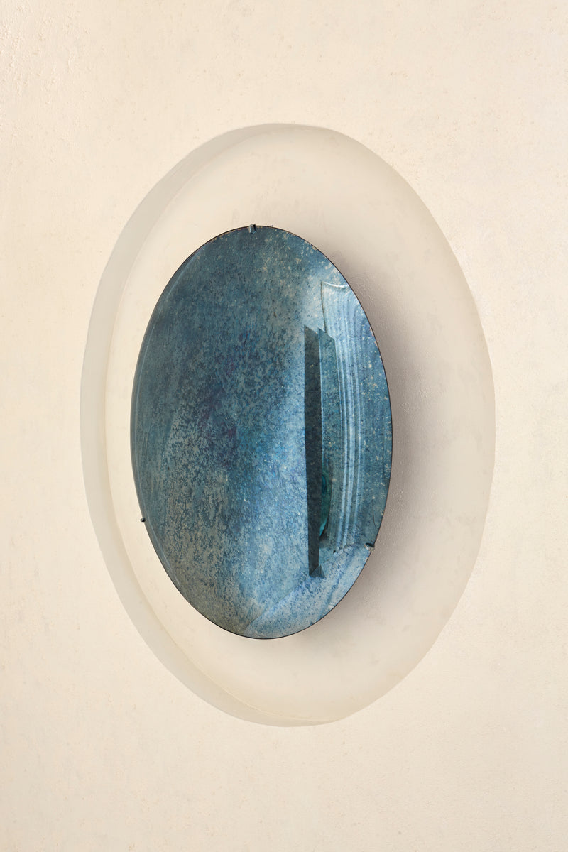Abyss Blue I Convex Oxidized Mirror by Homa