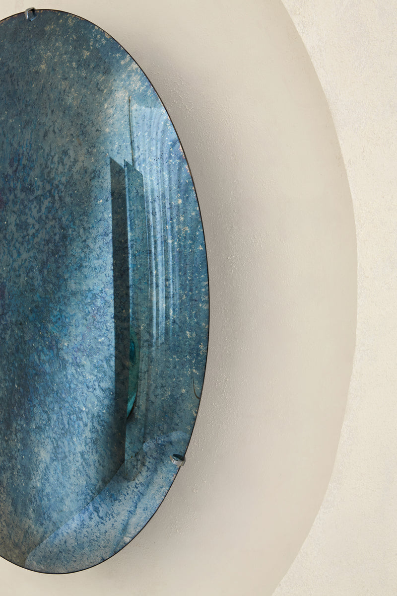 Abyss Blue I Convex Oxidized Mirror by Homa