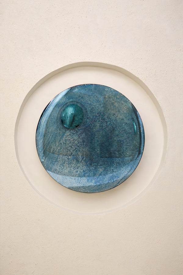 Abyss Blue I Convex Oxidized Mirror by Homa
