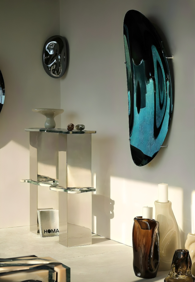 Abyss Wave Convex Oxidized Mirror by Homa