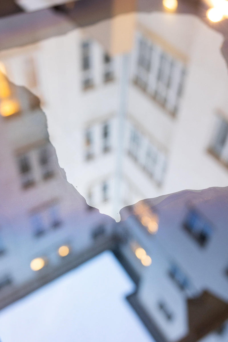 Ash Matryoshka Side Table Smoke and Silver Mirror. Clear Glass. by Homa