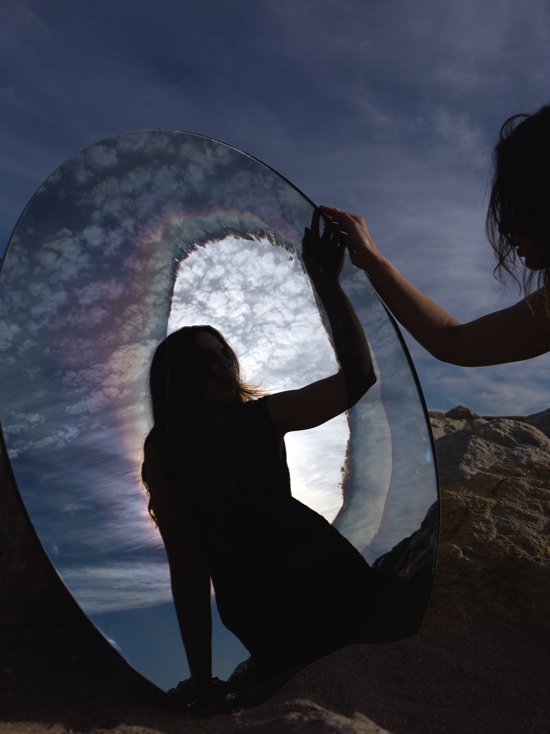 Ash Mirror II Smoke and Silver Mirror. Clear Glass. by Homa