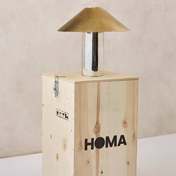 Obsidian Silver Lamp II Blown Glass Silver Mirror Brass Lighting Fixture by Homa