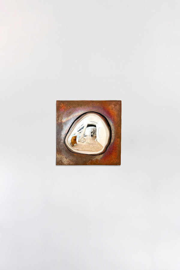 Drop of Silver on Copper I Blown Glass. Silver Mirror. Copper Frame. by Homa