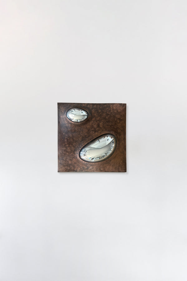 Drop of Silver on Copper VII Blown Glass. Silver Mirror. Copper Frame. by Homa