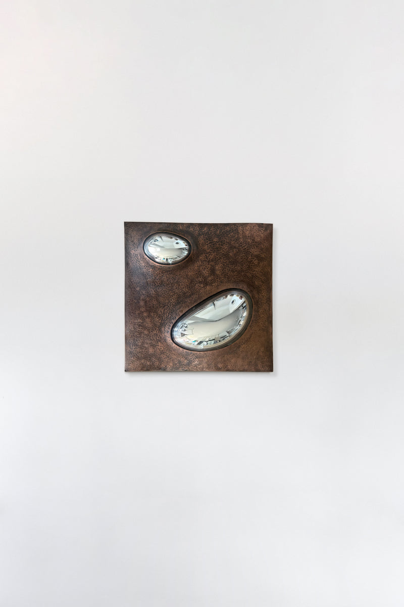 Drop of Silver on Copper VII Blown Glass. Silver Mirror. Copper Frame. by Homa
