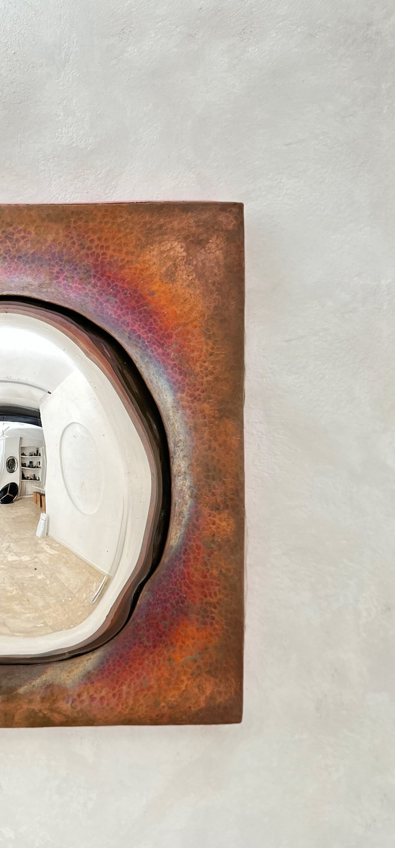 Drop of Silver on Copper I Blown Glass. Silver Mirror. Copper Frame. by Homa