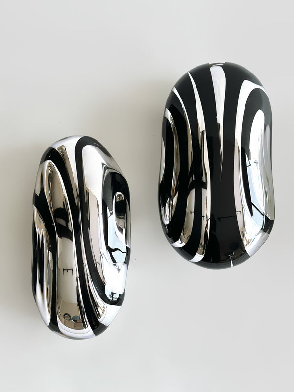 Flow Line IV Blown Glass Silver Mirror by Homa