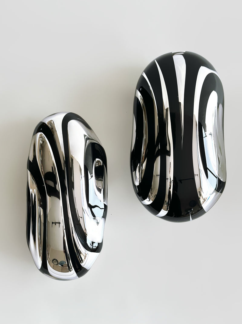 Flow Line IV Blown Glass Silver Mirror by Homa