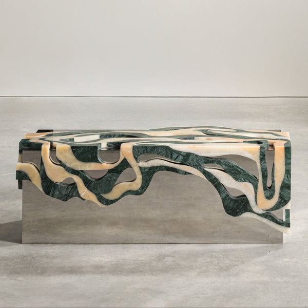 Orbis Bench Marble Bench with Reflected Core by Homa