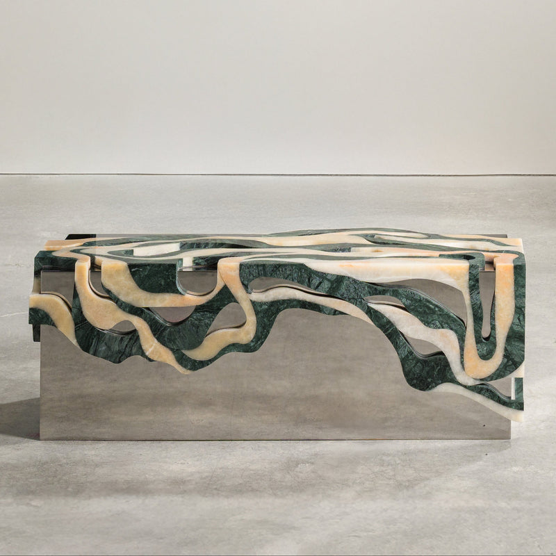 Orbis Bench Marble Bench with Reflected Core by Homa