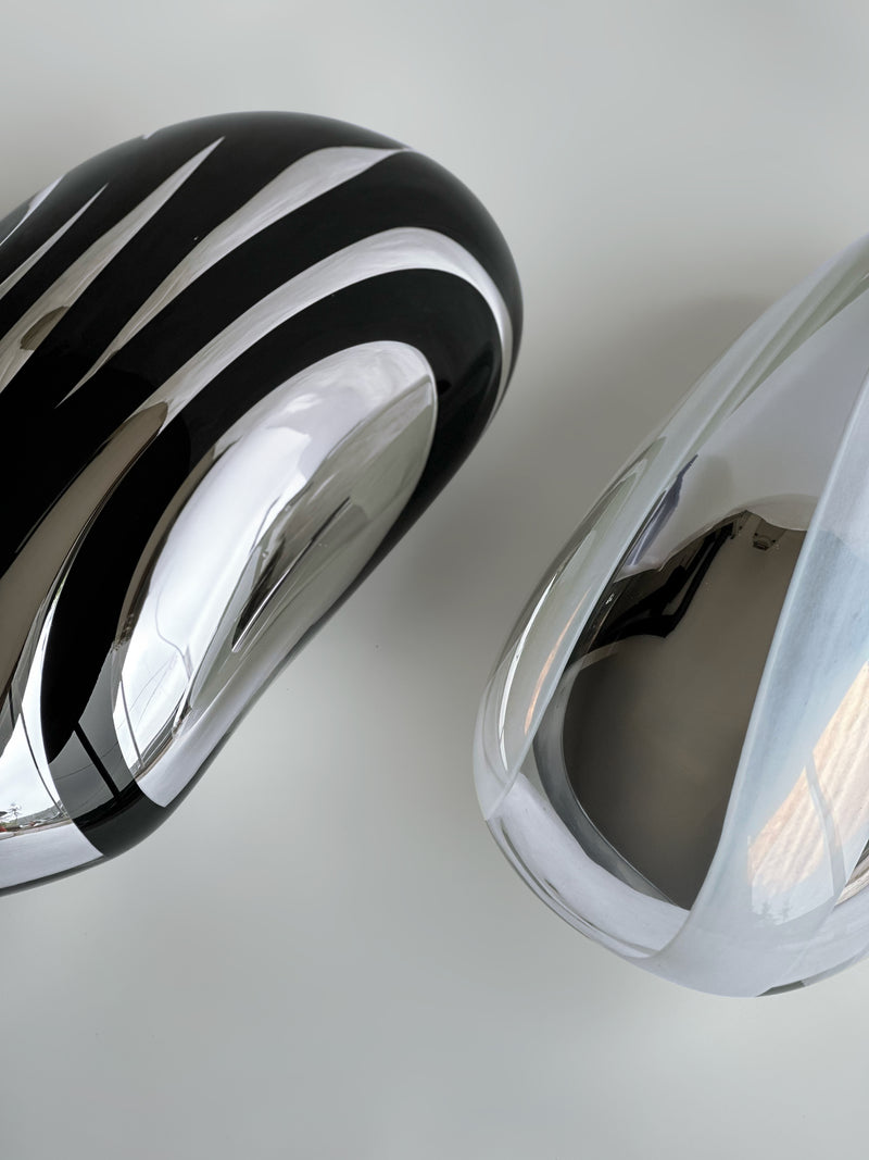 Flow Line III Blown Glass Silver Mirror by Homa