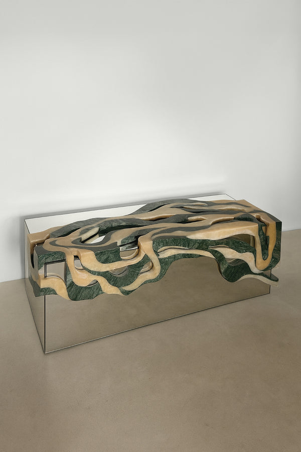 Orbis Bench Marble Bench with Reflected Core by Homa
