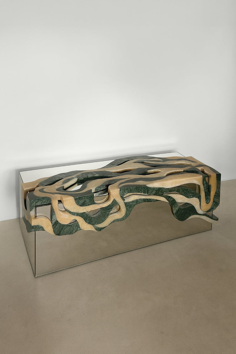 Orbis Bench Marble Bench with Reflected Core by Homa