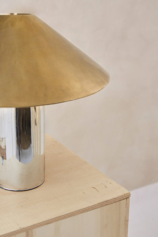 Obsidian Silver Lamp II Blown Glass Silver Mirror Brass Lighting Fixture by Homa