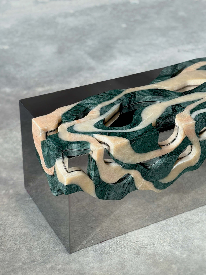 Orbis Bench Marble Bench with Reflected Core by Homa