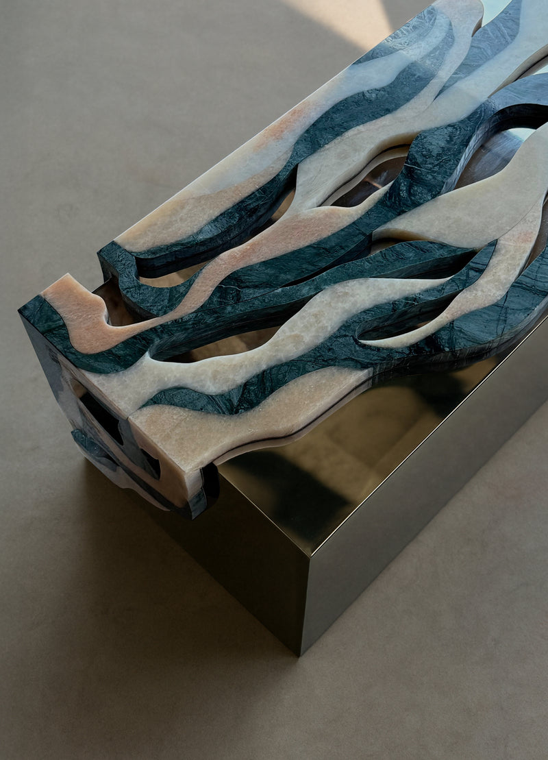 Orbis Bench Marble Bench with Reflected Core by Homa