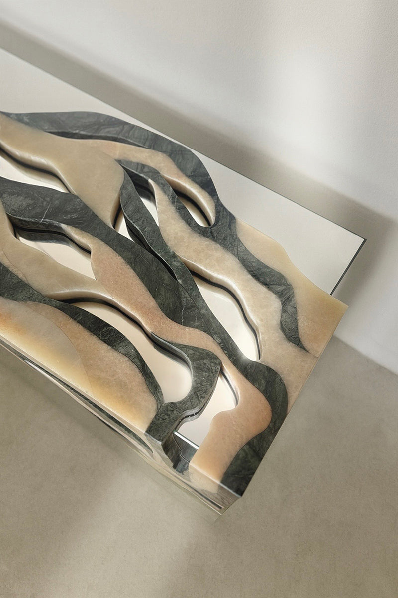 Orbis Bench Marble Bench with Reflected Core by Homa