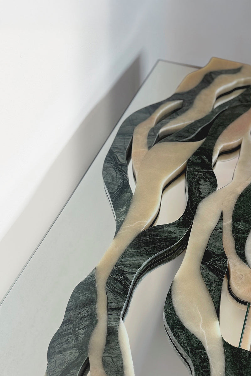 Orbis Bench Marble Bench with Reflected Core by Homa