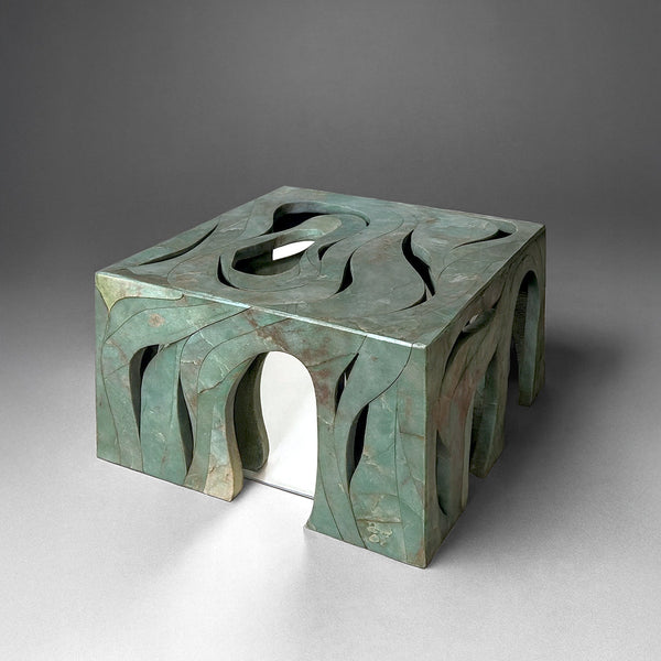 Orbis Side Table Marble Side Table with Mirror Core by Homa