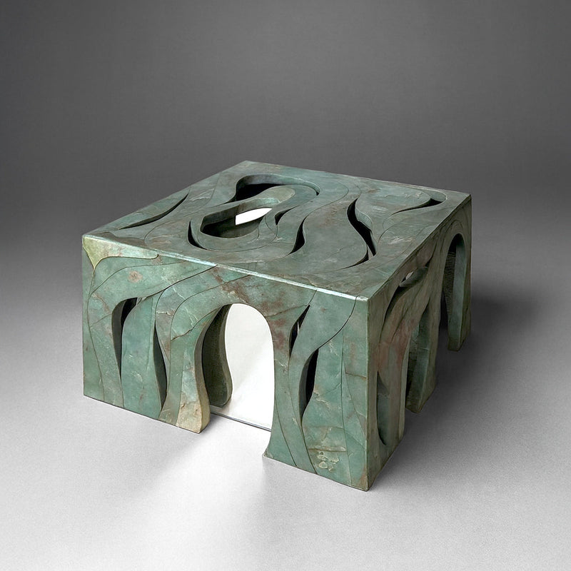 Orbis Side Table Marble Side Table with Mirror Core by Homa