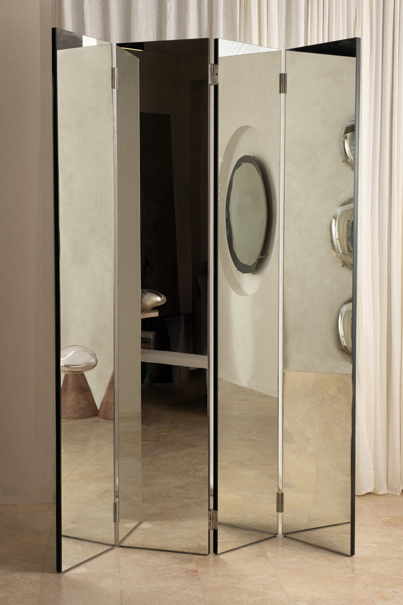 Paravan Two-way Silver Mirror Folding Screen by Homa