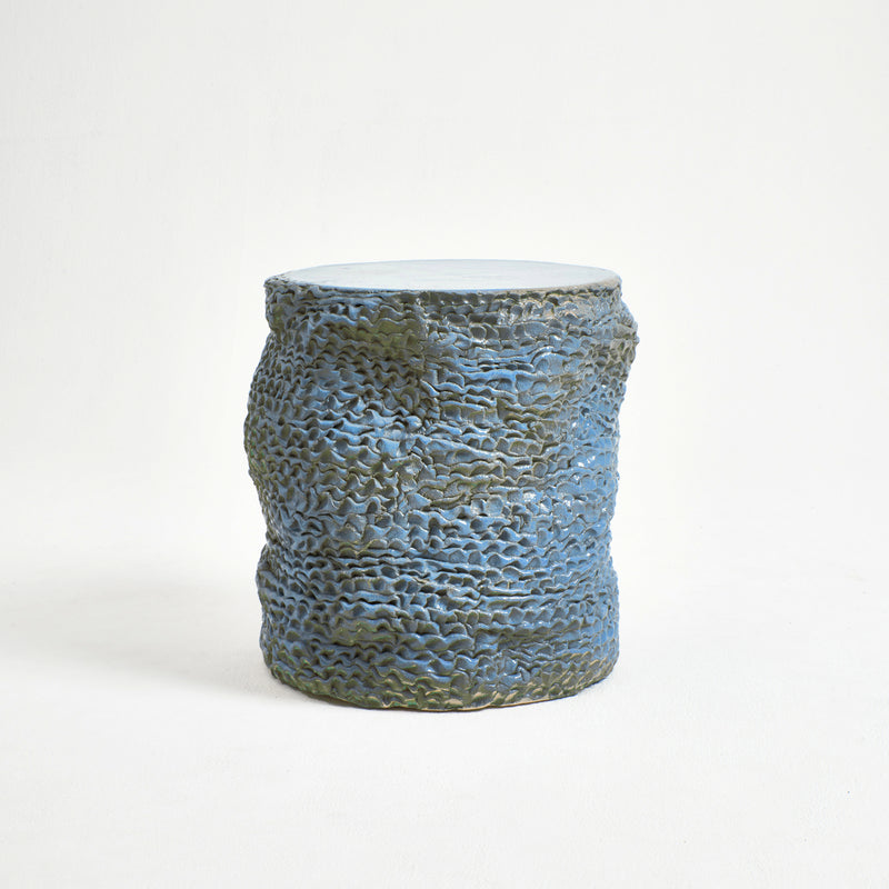 Casa Ceramic Side Table Large Custom Shape Moss Blue by Project 213A