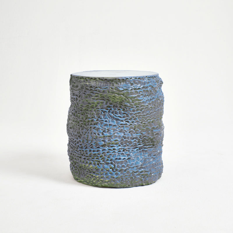 Casa Ceramic Side Table Large Custom Shape Moss Blue by Project 213A