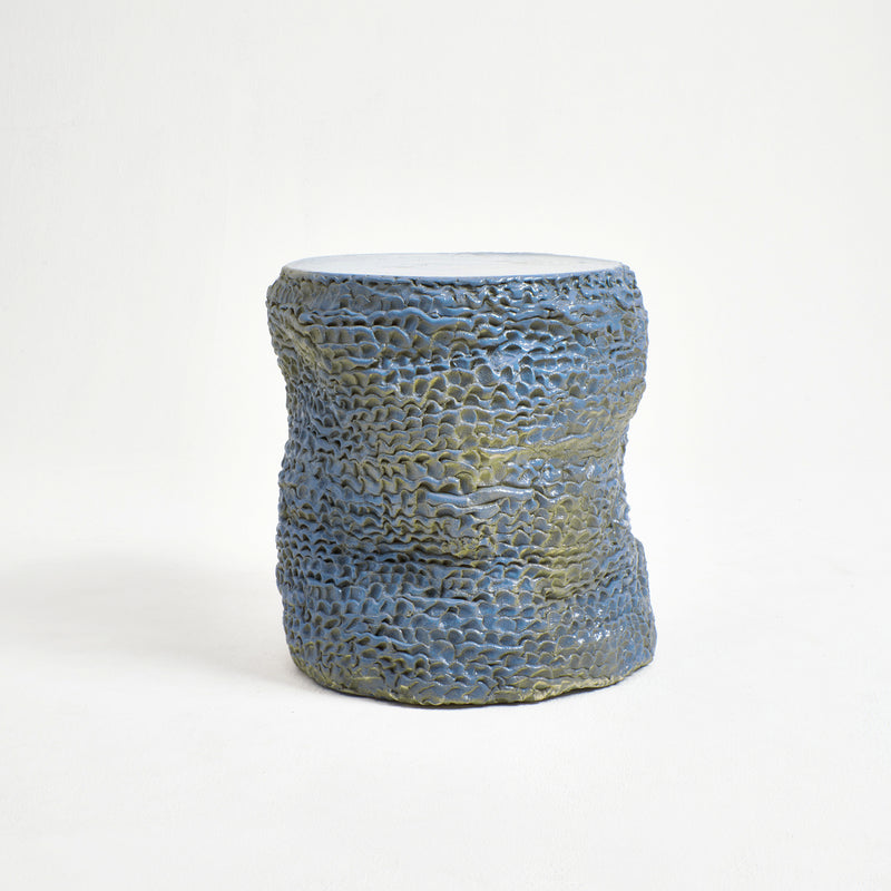 Casa Ceramic Side Table Large Custom Shape Moss Blue by Project 213A