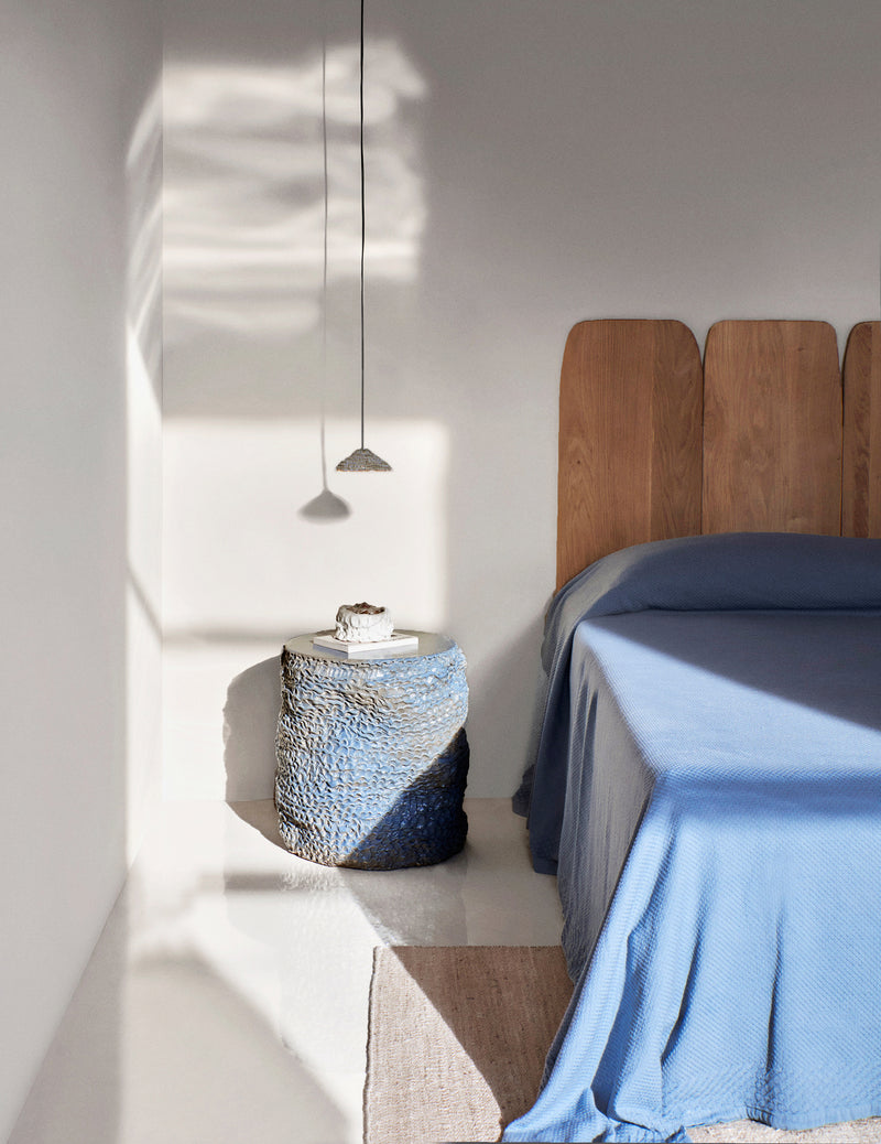 Casa Ceramic Side Table Large Custom Shape Moss Blue by Project 213A