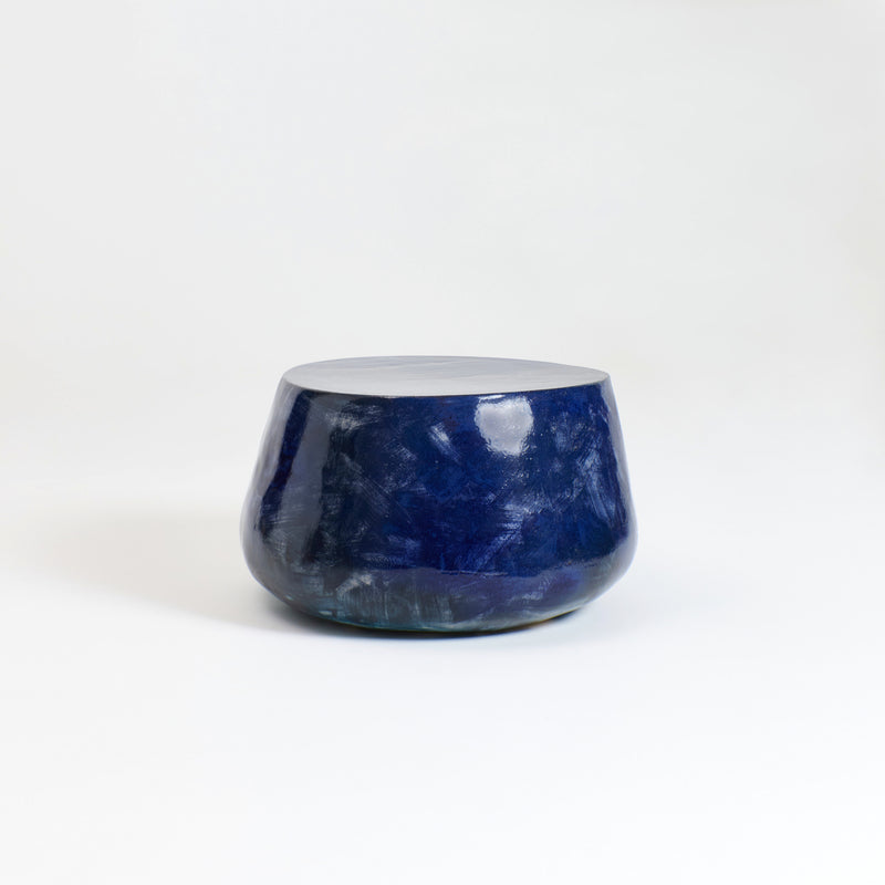 Ceramic Coffee Table Custom Shape Brushed Blue by Project 213A