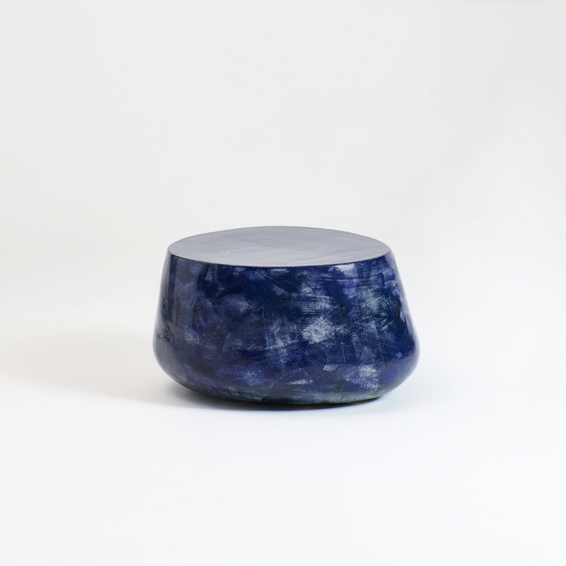 Ceramic Coffee Table Custom Shape Brushed Blue by Project 213A