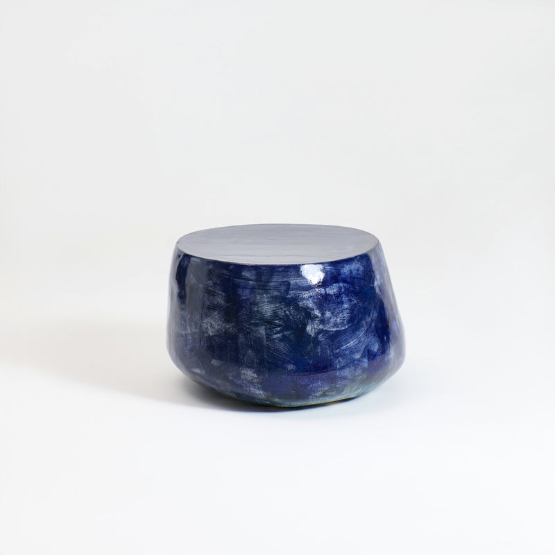 Ceramic Coffee Table Custom Shape Brushed Blue by Project 213A