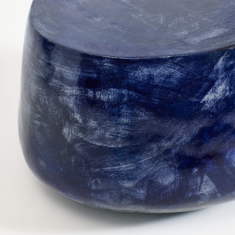 Ceramic Coffee Table Custom Shape Brushed Blue by Project 213A
