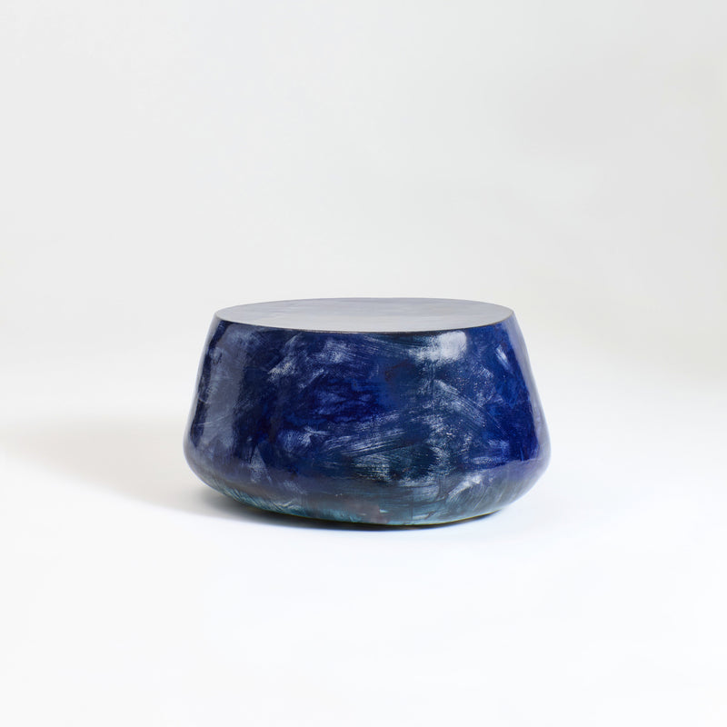 Ceramic Coffee Table Custom Shape Brushed Blue by Project 213A