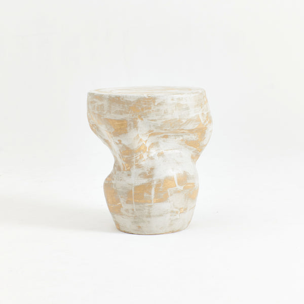 Ceramic Table Large Organic Shape Brushed White by Project 213A