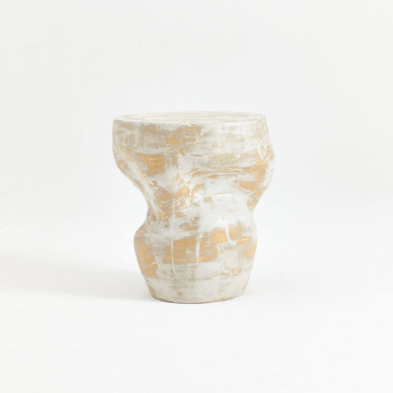 Ceramic Table Large Organic Shape Brushed White by Project 213A