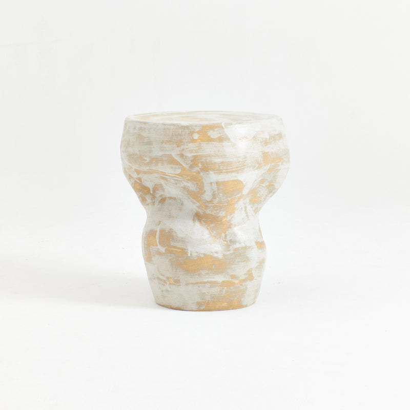 Ceramic Table Large Organic Shape Brushed White by Project 213A