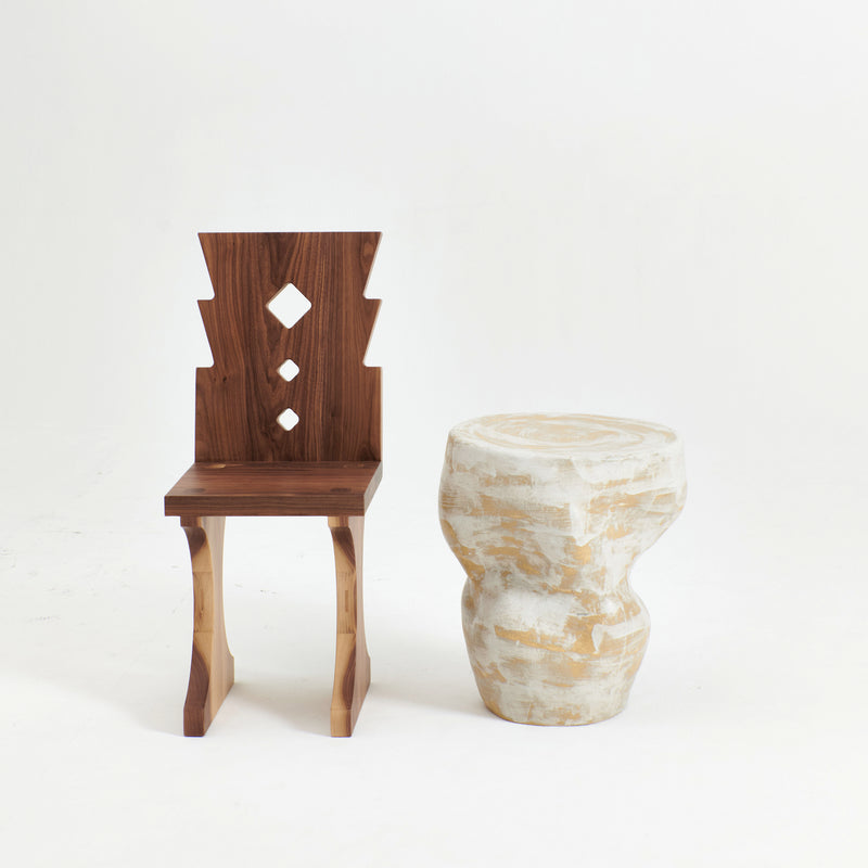 Ceramic Table Large Organic Shape Brushed White by Project 213A