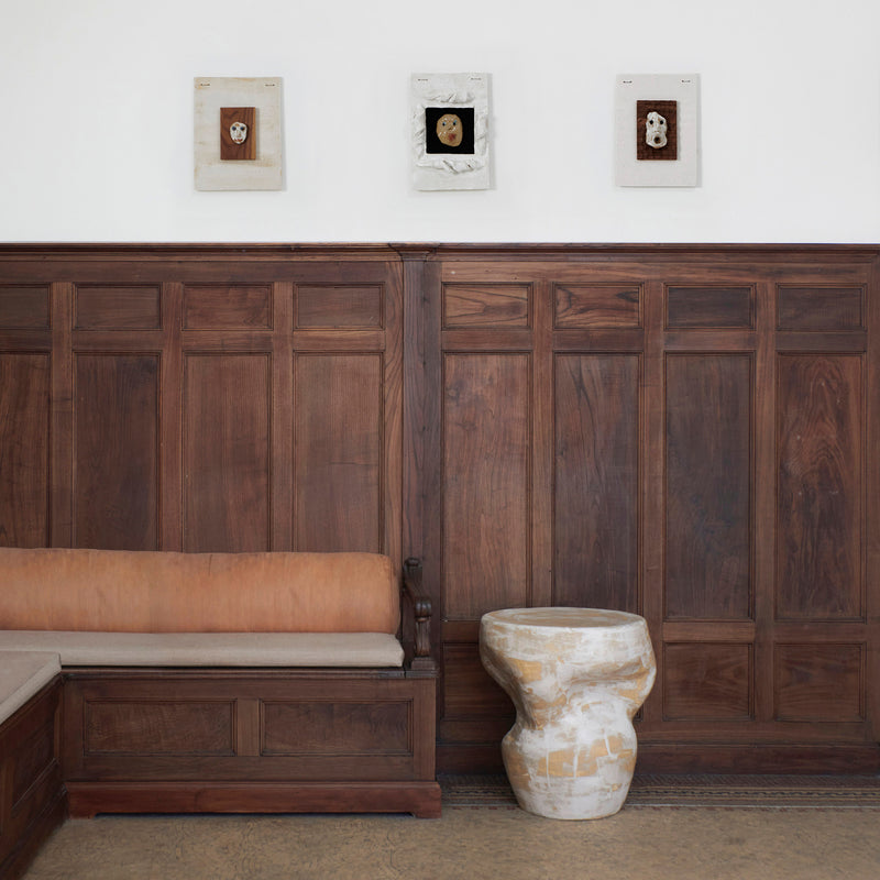 Ceramic Table Large Organic Shape Brushed White by Project 213A