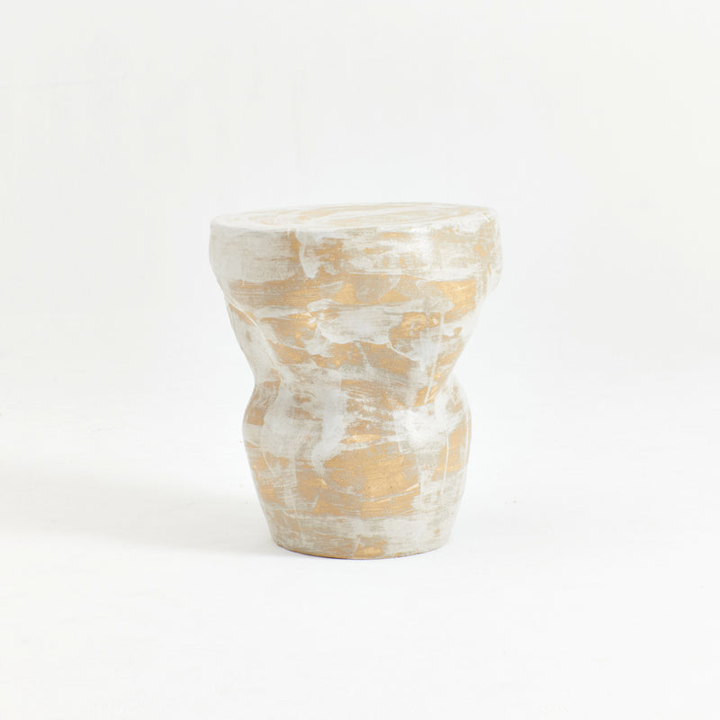 Ceramic Table Large Organic Shape Brushed White by Project 213A