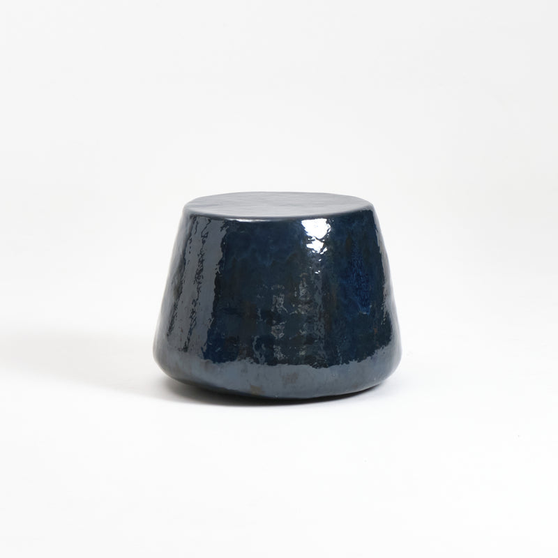 Ceramic Side Table Medium Custom Shape Blue Gasoline by Project 213A