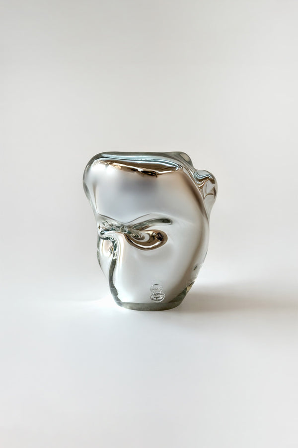 Wave Stool / Side Table II Blown Glass Silver Mirror by Homa