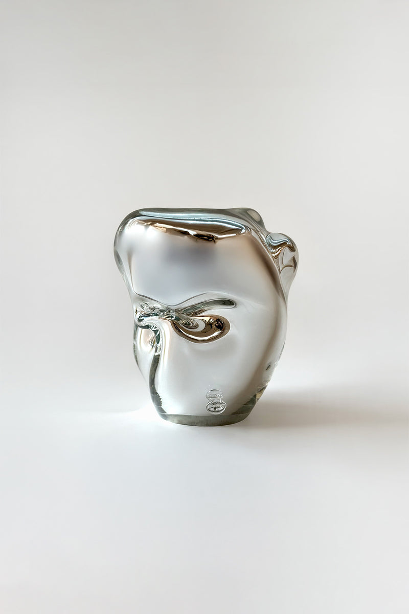 Wave Stool / Side Table II Blown Glass Silver Mirror by Homa