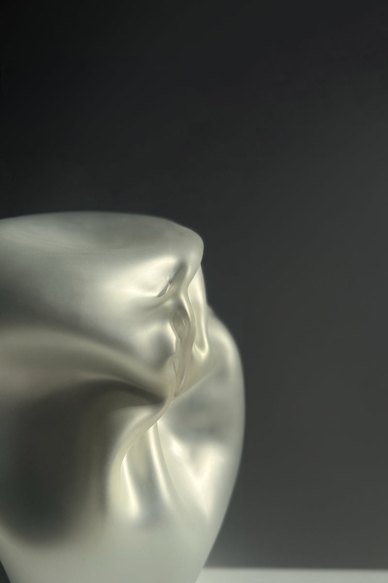 Wave Stool / Side Table IX Blown Glass Silver Mirror by Homa