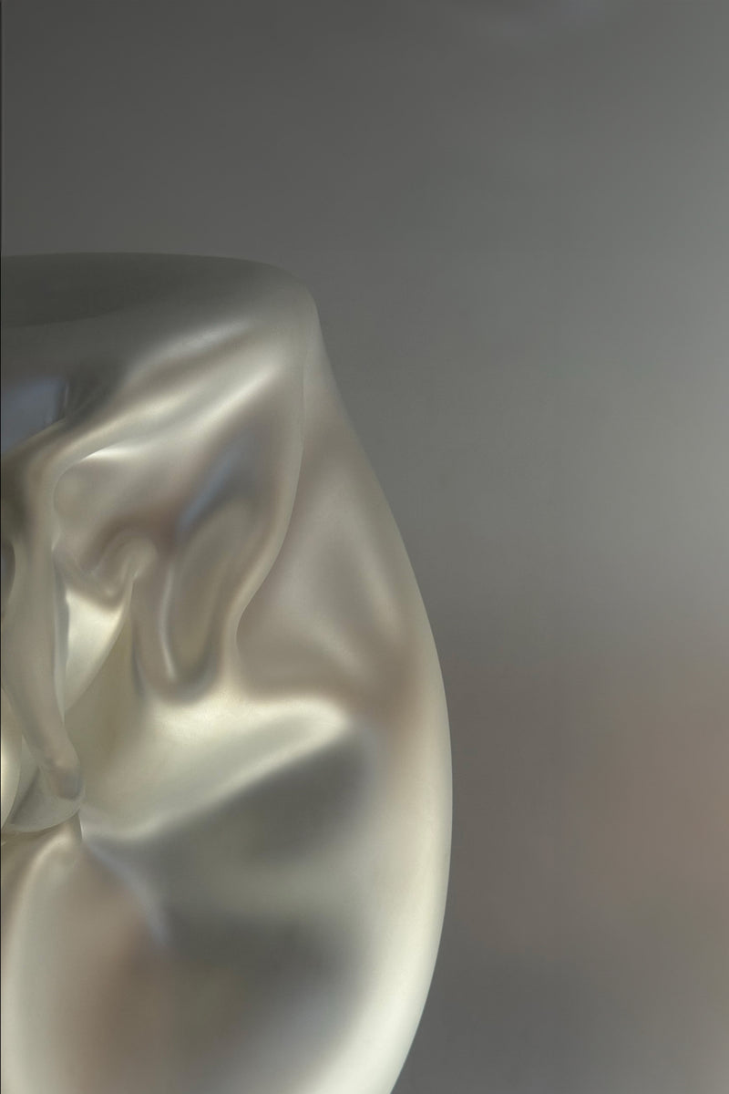 Wave Stool / Side Table IX Blown Glass Silver Mirror by Homa