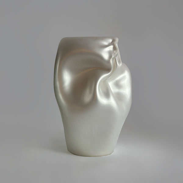 Wave Stool / Side Table IX Blown Glass Silver Mirror by Homa