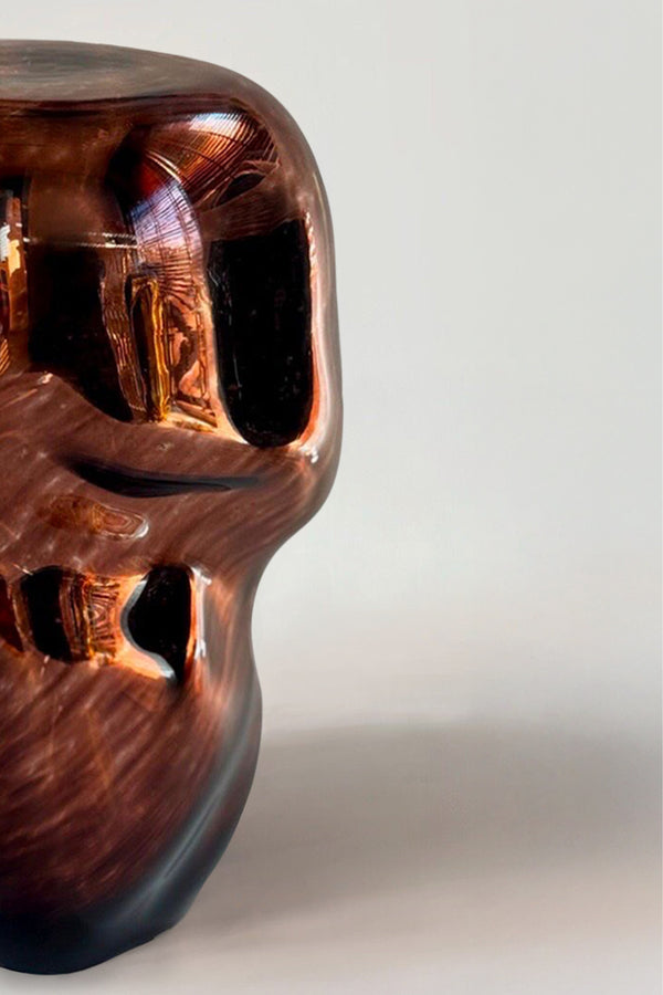 Wave Stool / Side Table V Blown Glass Silver Mirror by Homa